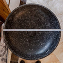 Black Marble Pedestal Round Sink NTRVS04 D20 H33.5 Natural Stone Black Marble Stand-alone Pedestal Sink Polished (D)20" (H)33.5" top sink diameter measure view