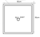 Black Basalt Square Shower Base Hand-carved from Solid Basalt Block (W)36" (L)36" (H)3" technical drawing metric