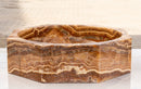 Brown onyx octagon vessel sink polished EGEBOXP165 D16 H5 side view