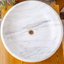 calacatta white marble vessel sink NTRVS10 D19 H6 top view