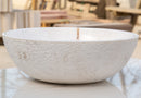 Calacatta White marble vessel sink polished rough outside EGECVP165 D16 H5 side view