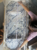Calacatta Viola Marble Wall-mount Bathroom Vanity carved from Solid Block (W)20" (L)52" length measure
