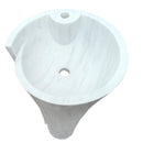 Carrara White Marble Stand-alone Designer Pedestal Bathroom Sink (W)16.5" (L)16.5" (H)36" top angle view