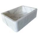 Carrara White Marble Wall-mount Bathroom Sink Ribbed Textured (W)16" (W)24" (H)6" angle corner product shot