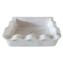 Carrara White Marble Rectangular Wall-mount Wavy Edges Bathroom Sink (W)16" (L)24" (H)6" angle view