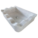 Carrara White Marble Rectangular Wall-mount Wavy Edges Bathroom Sink (W)16" (L)24" (H)6" top angle view