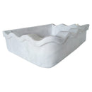 Carrara White Marble Rectangular Wall-mount Wavy Edges Bathroom Sink (W)16" (L)24" (H)6" profile view