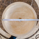 Troia Light Travertine Natural Stone Round Above Vanity Bathroom Sink (D)12.5" (H)6" diameter measure view