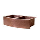Double-Bowl Hammered Copper Farmhouse Kitchen Sink - Kova