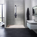 Cream Royal Marble Rectangular Shower Base Hand-carved installed on bathroom floor