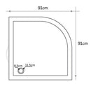 Cream Royal Marble Corner Shower Base Hand-carved from Solid Marble Block (W)36" (L)36" technical drawing