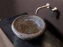 emperador brown marble vessel drop in sink NTRVS34 D16 H6 bathroom angle view