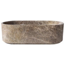 Emperador Light Marble Bathtub Hand-carved from Solid Marble Block (W)29.5" (L)67" (H)19.5" front view