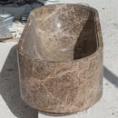 Emperador Light Marble Bathtub Hand-carved from Solid Marble Block (W)29.5" (L)67" (H)19.5" side view