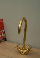 Unlacquered Brass Gooseneck Bathroom Sink Faucet