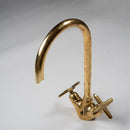 Unlacquered Brass Gooseneck Bathroom Sink Faucet