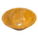 Golden Sienna Travertine vessel sink V-shape tapered EGEGSTPO165 D16 H6 angle view