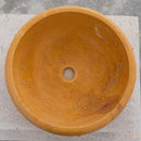 Golden Sienna Natural Stone Travertine Drop-in Vessel Sink Honed and Filled (D)16" (H)6" top view