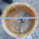 Honey Onyx marble vessel sink top measure view