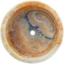 Honey Onyx marble vessel sink top viewNatural Stone Translucent Honey Onyx Above Vanity or Drop-in Bathroom Sink Polished top view