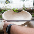 Light Travertine Stone Special Design Vessel Sink NTRSTC18 W16 L16 H6 side measure view
