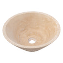 Light beige travertine vessel sink honed inside rough outside EGELBT1661 D16 H6 angle view
