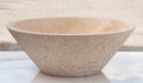 Light beige travertine vessel sink honed inside rough outside EGELBT1661 D16 H6 side view