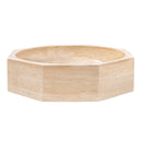 Light beige travertine vessel sink polished EGELBTOP166 D16 H6 side view