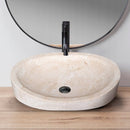 Light Travertine Natural Stone Special Design Vessel Sink Honed and Filled bathroom view