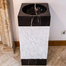 marble pedestal sink toros black carrara white NTRVS28 L16 W16 H 36 angle view
