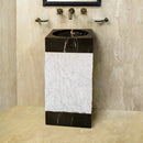 Marble Pedestal Sink Toros Black Carrara White NTRVS28 L16 W16 H36 bathroom view