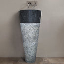 Natural stone black marble pedestal conical shaped sink polished l16 w16 h36 SPNSBMPD22 product shot profile view