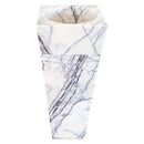 New York white marble cone shape pedestal sink NTRVS25 L16 W16 H 36 angle view