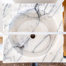 New York white marble cone shape pedestal ink NTRVS25 L16 W16 H 36 top piece measure view