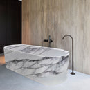 New York Marble Bathtub Hand-carved from Solid Marble Block (W)32" (L)73" (H)24" installed modern bathroom