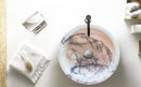 New York White Marble Round Bathroom Above Vanity Sink Polished (D)12" (H)5" installed bathroom top view