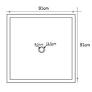 Noce Brown Travertine Square Shower Base Hand-carved from Solid Travertine Block (W)36" (L)36" (H)2" technical drawing metric view
