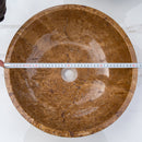 Noce travertine bathroom vessel sink polished undermount EGENTR1674 D16 H6 top measure view