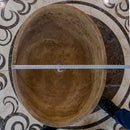 noce travertine oval vessel sink NTRVS36 W16 L21 H6 width measure view