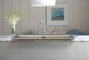 Seagrass Fossil Limestone Rectangular Above Vanity Bathroom Sink (W)16" (L)48" (H)2.5" installed above island countertop