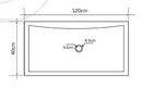Seagrass Fossil Limestone Rectangular Above Vanity Bathroom Sink (W)16" (L)48" (H)2.5" metric drawing