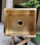 Handcrafted Undermount Brass Bar Sink - Square Bar Kitchen Sink Including drain