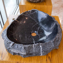 Toros Black Natural Stone Marble Rustic Above Vanity Bathroom Sink random size angle view