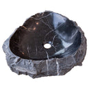 Toros Black Natural Stone Marble Rustic Above Vanity Bathroom Sink angle view