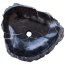 Toros Black Natural Stone Marble Rustic Above Vanity Bathroom Sink random size top view