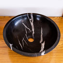 Natural Stone Toros Black Marble Above Vanity Bathroom Sink (D)16" (H)6" angle view