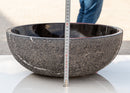Toros Black Marble Above-Vanity Bathroom Vessel Sink Rough Exterior (D)16" (H)6" side height measure view