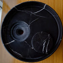 Natural Stone Toros Black Marble Above Vanity Designer Bathroom Sink Polished (D)17.5" (H)6" top view drain cap removed