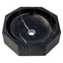 Toros Black Marble Octagon Above-vanity Bathroom Sink Polished (D)16" (H)5" angle view