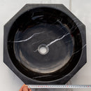 Toros Black Marble Octagon Above-vanity Bathroom Sink Polished (D)16" (H)5" edge measure view